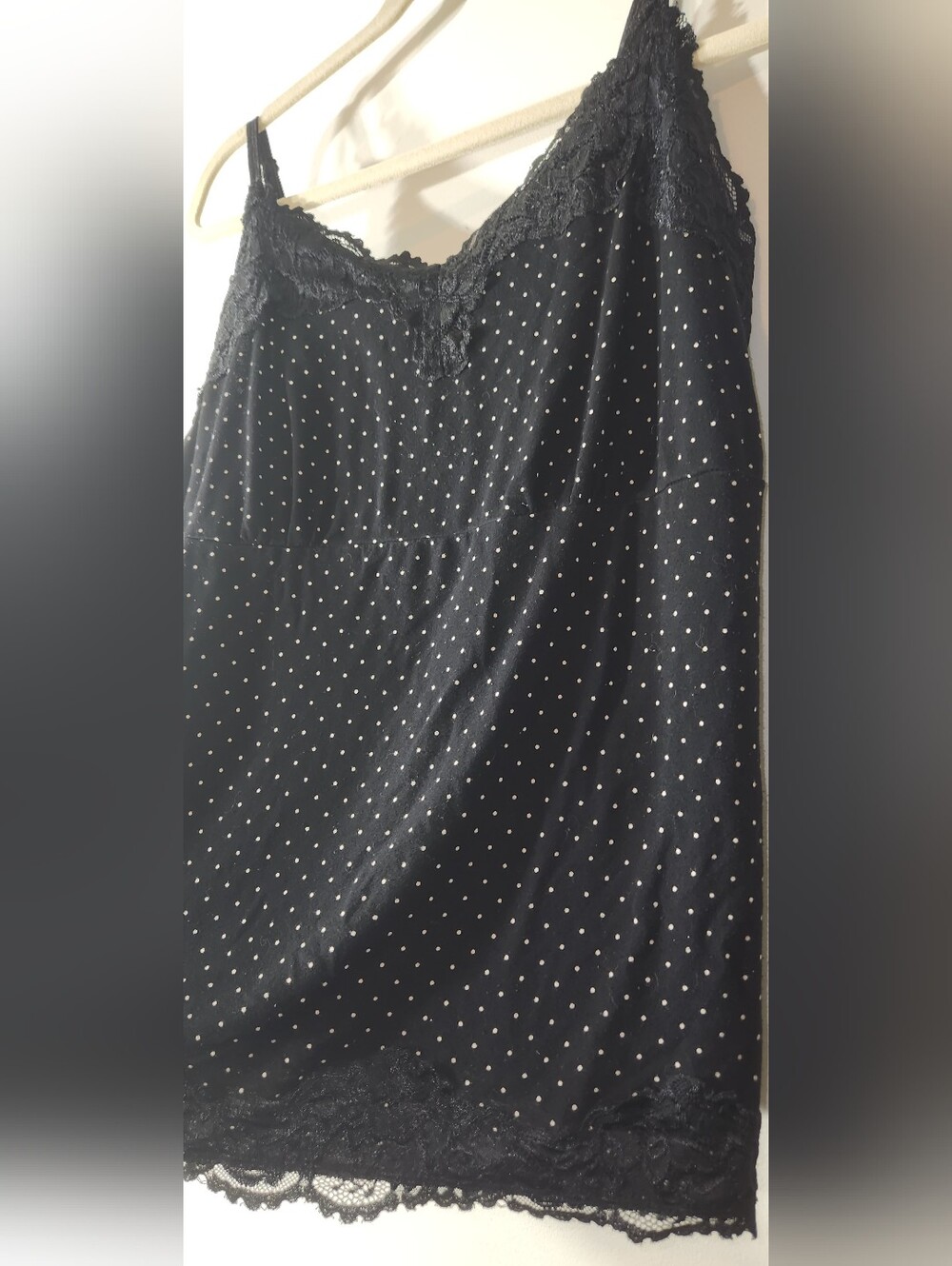 Lane Bryant Black Polka Dot Lace Trim Camisole 14/16